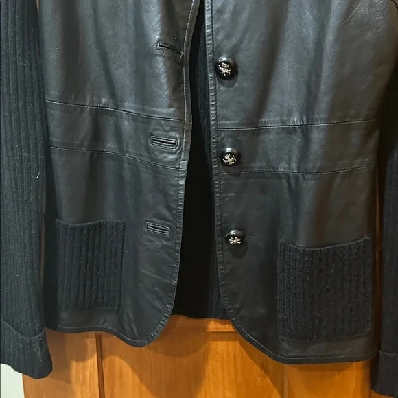 Tory Burch Black Leather and Knit Jacket - Picture 4 of 6